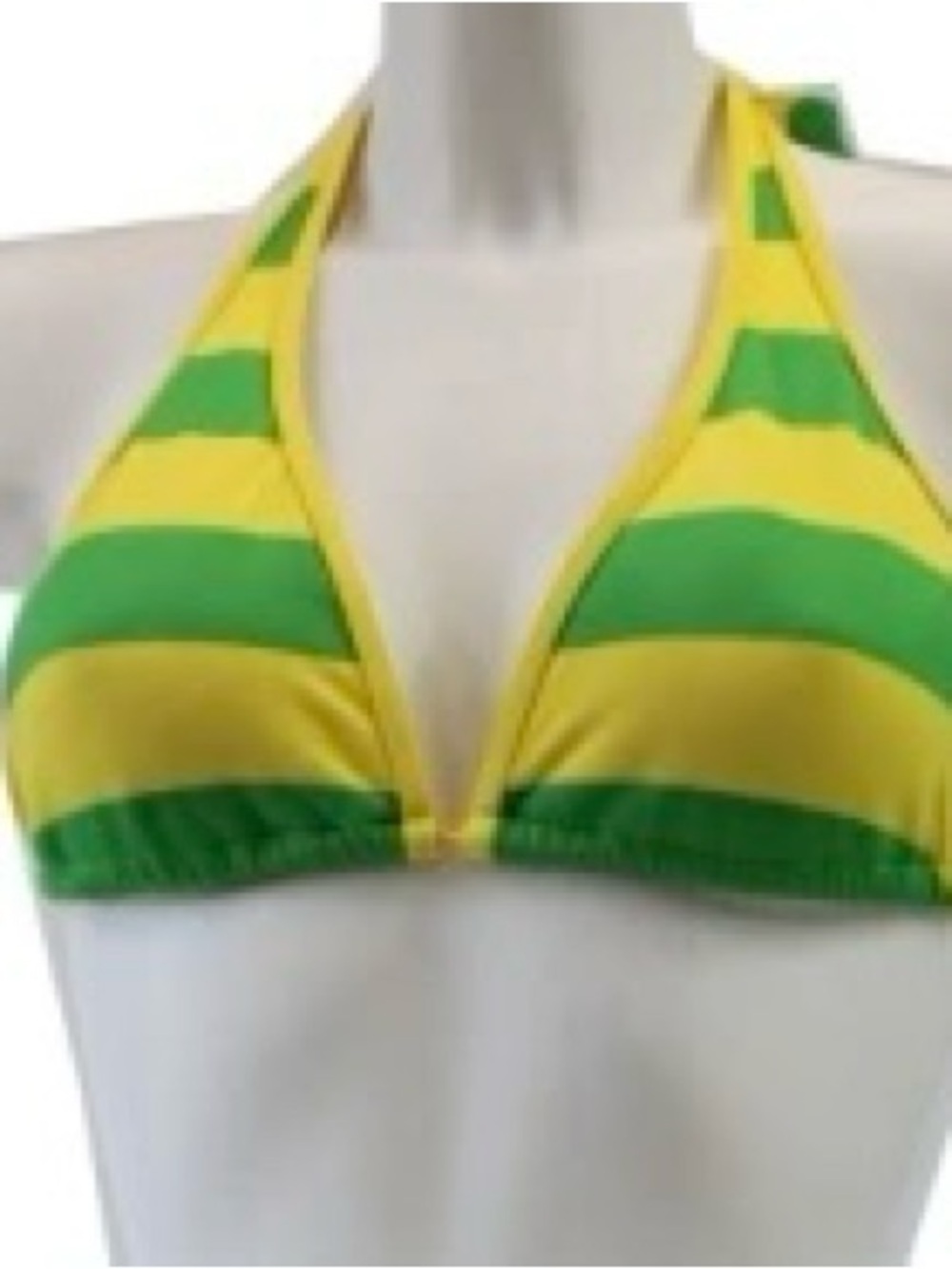 👙Ralph Lauren Green and Yellow Striped Halter Bikini Top